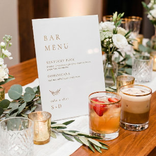 Minimalistic White Gold Bar Menu Wedding Sign