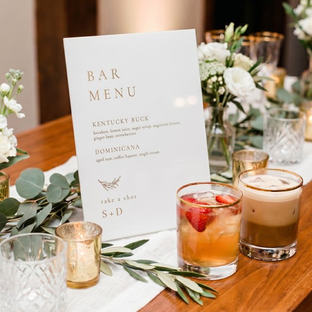 Minimalistic White Gold Bar Menu Wedding Sign (Creator Uploaded)