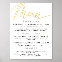Minimalistic White Gold Calligraphy Wedding Menu