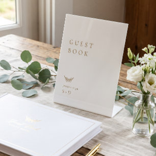 Minimalistic White Gold Guest Book Wedding Sign