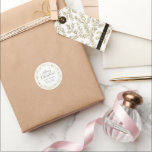 Minimalistic White & Gold Merry Christmas Happy Classic Round Sticker<br><div class="desc">White and gold Merry Christmas and happy Holidays,  minimalistic modern typography with a custom family name.</div>