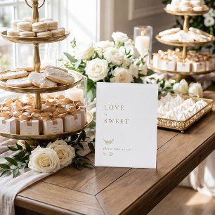 Minimalistic White Gold Sweet Favours Wedding Sign