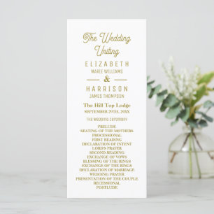 Minimalistic - White & Gold - Wedding  Programme