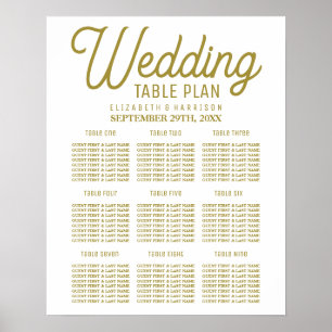 Minimalistic White & Gold Wedding Seating Chart