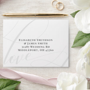Minimalistic White & Grey Calligraphy Love Wedding Envelope