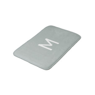Minimalistic White Monogram on Grey Bath Mat
