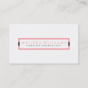 Minimalistic White With Pink Geometric Accents Business Card