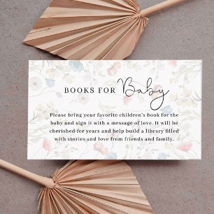 Minimalistic Wildflower Baby Shower Book for Baby Enclosure Card