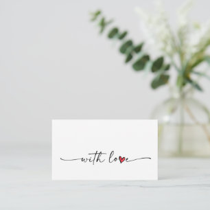 Minimalistic with love elegant red heart note  enclosure card