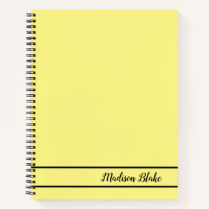 Minimalistic Yellow Simple Customisable Name Notebook