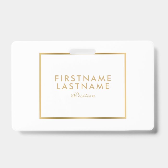 Minimalistig Gold Boder Frame ID Badge (Front)