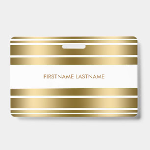 Minimalistig Gold & White Stripes ID Badge