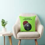 Minimalists Bowls Merry Christmas,  Cushion<br><div class="desc">Pictured is a lawn bowl wearing a Santa hat with the words Merry Christmas</div>