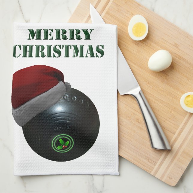 Minimalists Bowls Merry Christmas,  Tea Towel (Quarter Fold)