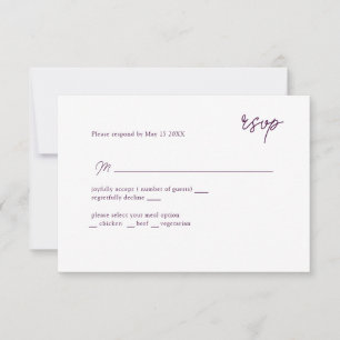 MInimally purple scripted RSVP Card