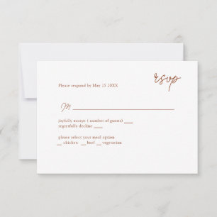 MInimally terracotta scripted RSVP Card