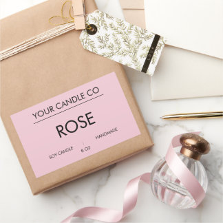 MinimalPink RectangleCandleLabel– Rose Soy Candle Rectangular Sticker