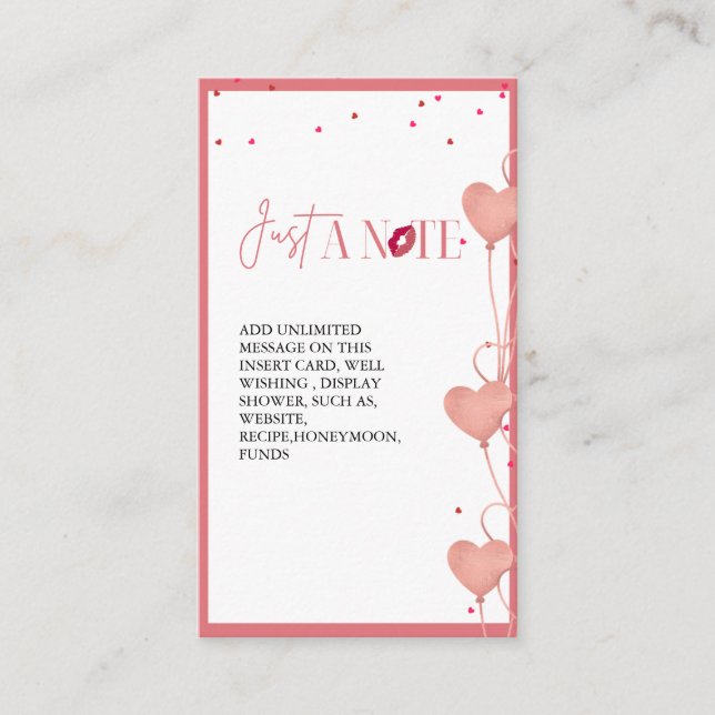 Minimalsits Valentine Bridal Shower Display  card (Front)