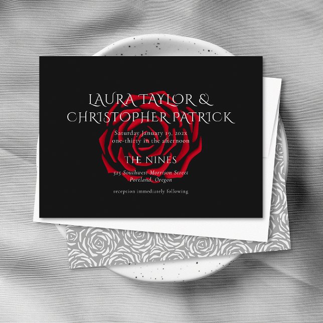 Minimlaist Elegant Red Rose Invitation (Creator Uploaded)
