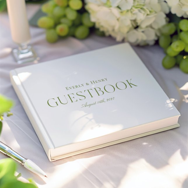 Minimlaist Elegant White & Sage Green Wedding Guest Book (Minimlaist Elegant White & Sage Green Wedding Guest Book)