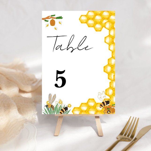 Minimlaist Honey bee wedding table number (Creator Uploaded)