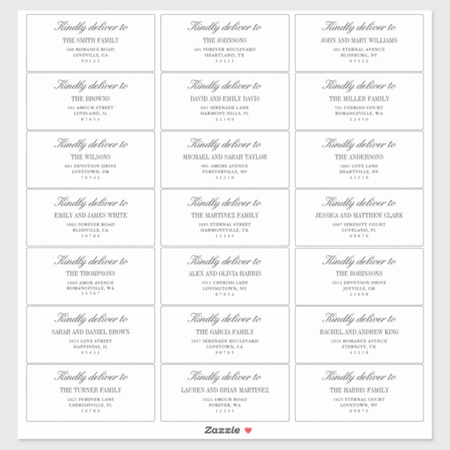Minimlaist White Wedding Guest Address Labels  (Sheet)