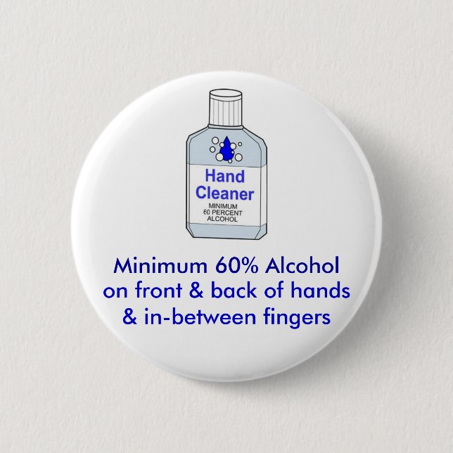 Minimum 60% Alcohol 6 Cm Round Badge (Front)
