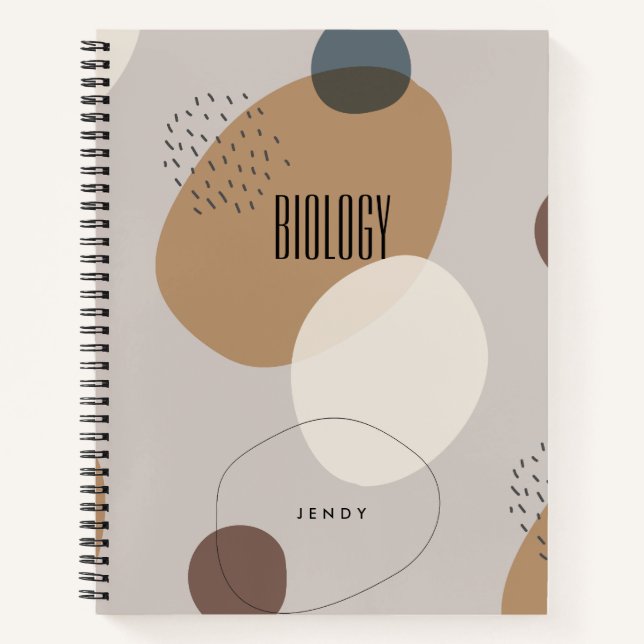 Mininalist BOHO Earth Tones Brown Beige Subject Notebook (Front)