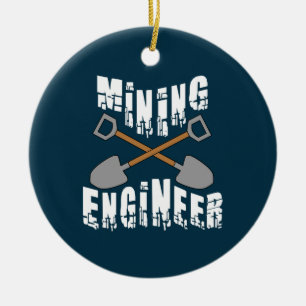 Mining Engineer Crossed Shovels Ceramic Tree Decoration