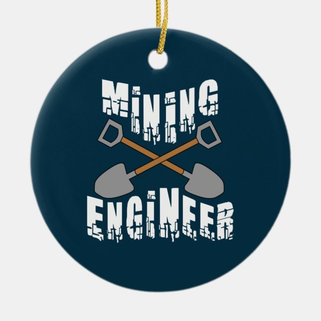 Mining Engineer Crossed Shovels Ceramic Tree Decoration (Front)