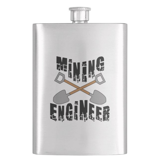 Mining Engineer Crossed Shovels Hip Flask (Front)