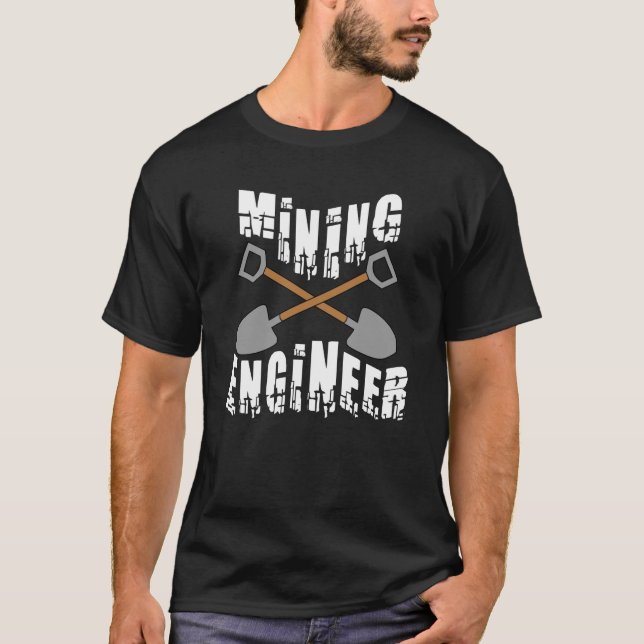 Mining Engineer Crossed Shovels T-Shirt (Front)