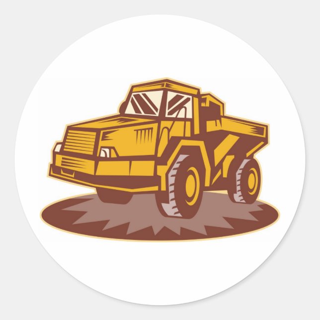 mining truck dump dumper tipper lorry classic round sticker (Front)