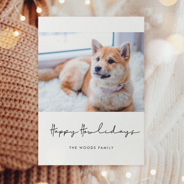 Mininimalist Happy Howlidays Dog Photo Holiday Card (Creator Uploaded)