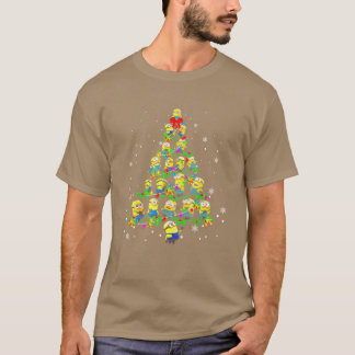 Minions Christmas Trees And Light Colour Xmas Gift T-Shirt