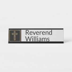 Minister Gold Cross Desk Name Plate