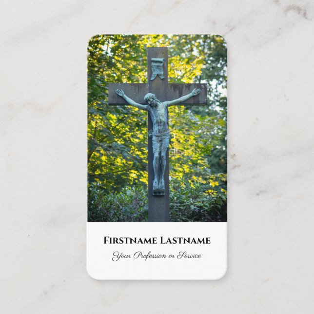 Minister mortician spiritual healer holy cross business card (Front)