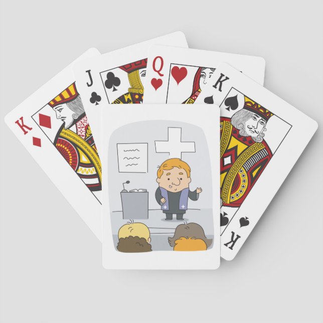 Minister Preaching to Congregation Playing Cards (Back)
