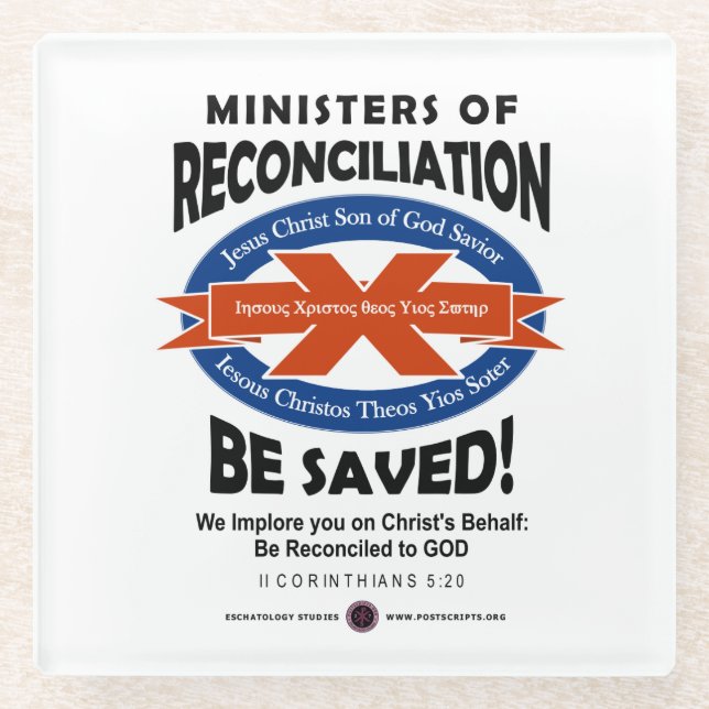 Ministers of Reconciliation Glass Coaster (Front)