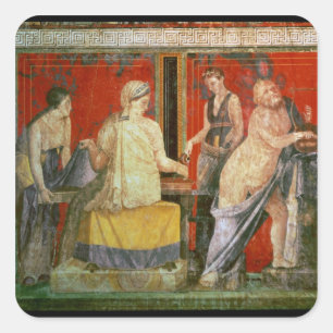 Ministrant Carrying a Tray of Food Square Sticker