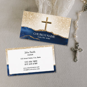 Ministry Church Pastor Deacon Bishop Gold Cross Business Card