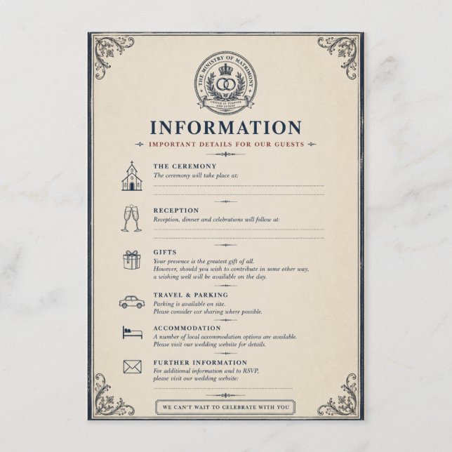 Ministry Of Matrimony Wedding Enclosure Funny Card (Front)