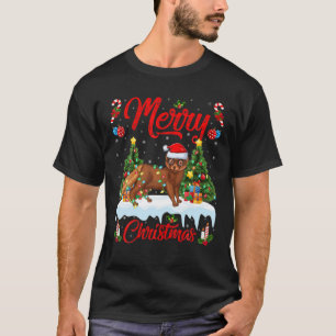 Mink Lover Xmas Lighting Santa Hat Mink Christmas T-Shirt