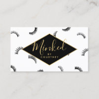 Minked Text Lashes Pattern White/Black/Gold