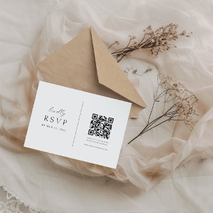 Minmal Elegant Script QR Code Wedding RSVP Card