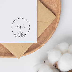 Minmalist Botanical Couple Initials Wedding Rubber Stamp