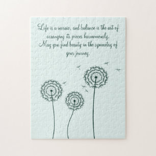 Minmalist mint white dandelion motivational quote jigsaw puzzle