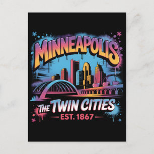 Minneapolis Graffiti Skyline Street Art Design Holiday Postcard