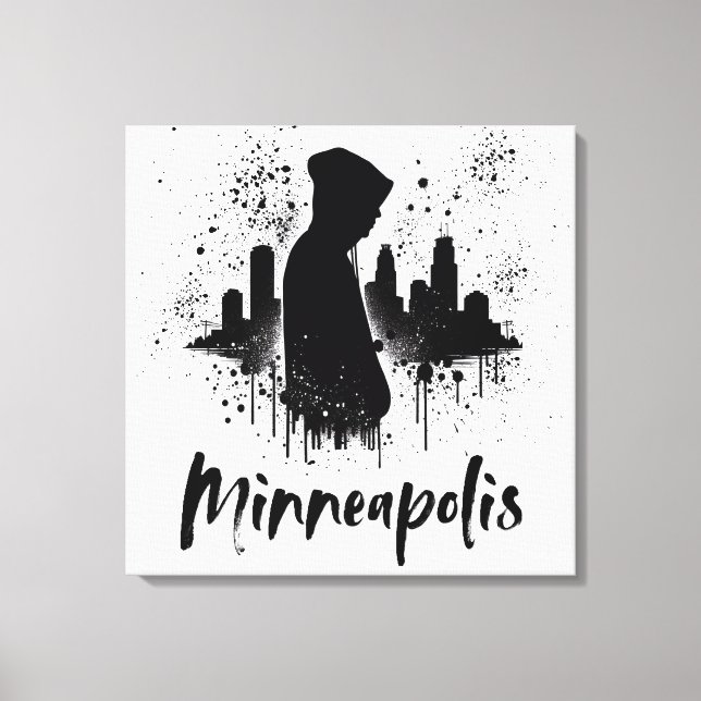 Minneapolis Ink Blot Skyline Canvas Art (Front)