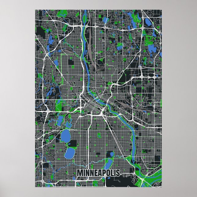 Minneapolis Map Poster (Front)